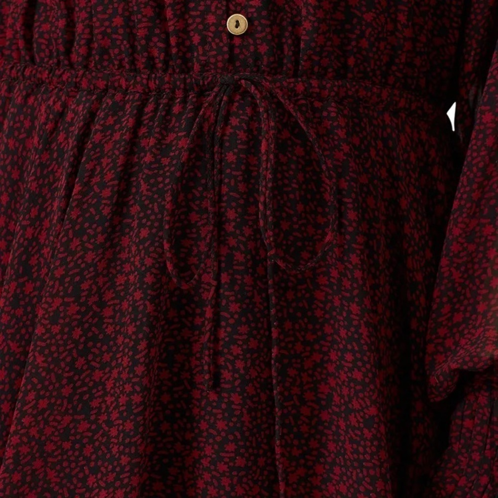 Cleobella red and black floral “Kelly” button front mini dress. Size Small. - Picture 5 of 12